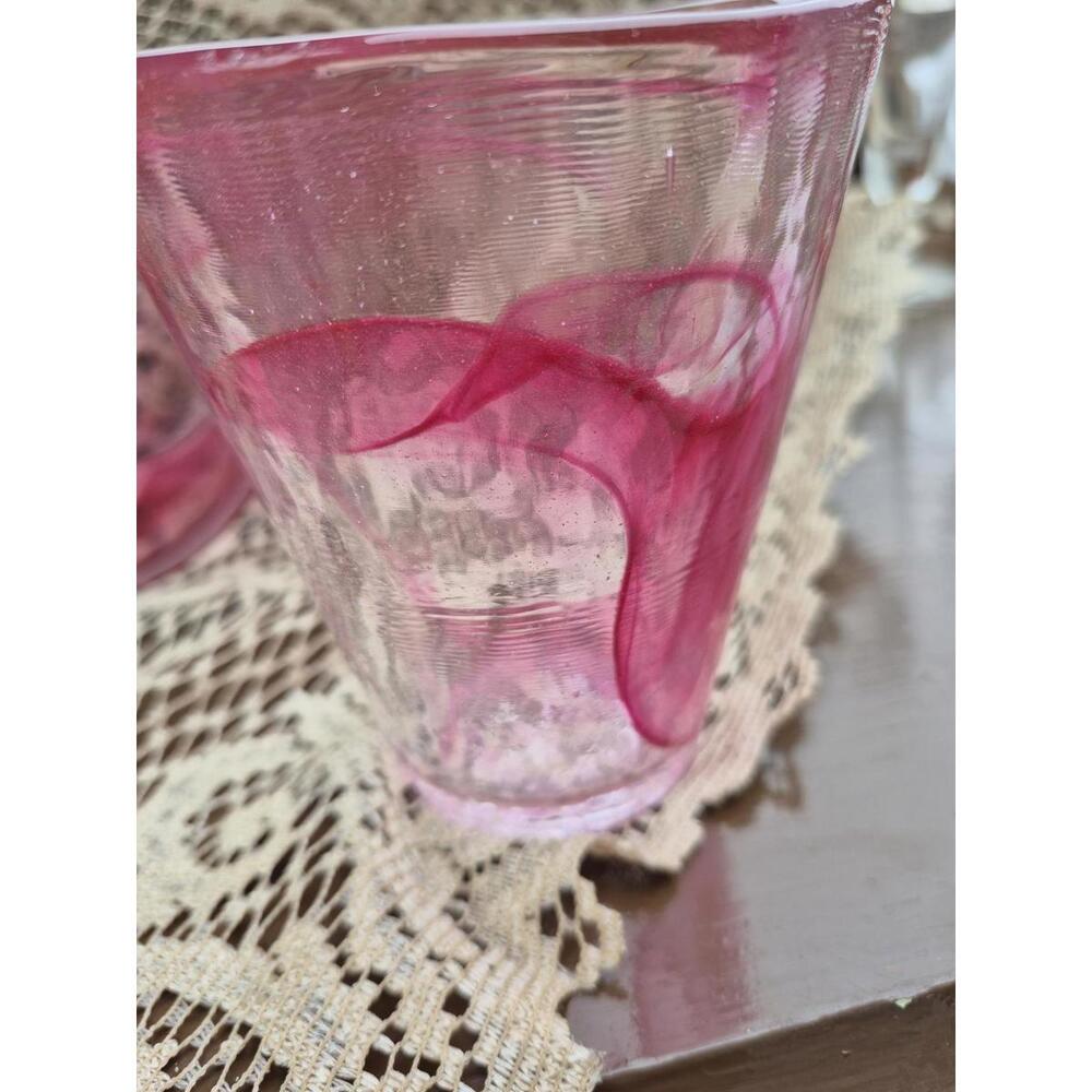 Kosta Boda Mine Bowl & Tumbler in Pink Swirl UHV Glass - Swedish Glass - Picture 5 of 8